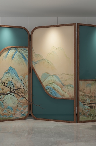 new chinese style screen 3d model