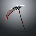 Modern Scythe Weapon Design With White Red And Gray Curved Blade And Handle