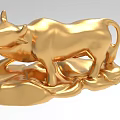 Golden Ox Shaped Decorative Ornament Set For Home Tabletop Decoration
