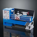 Blue Lathe Machine With Control Panel And Metal Working Bed 3d model