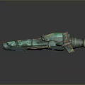 Futuristic Teal Spaceship 3D Model With Gold Accents And Mechanical Design