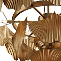 Elegant Modern Golden Chandelier With Fan Shaped Metallic Leaves Design