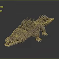 Realistic Crocodile 3D Sculpture With Spiked Back And Detailed Textured Skin Design