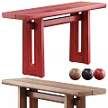 Wooden Console Table Design With Red Frame And Decorative Colored Balls 3d model