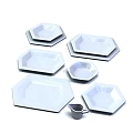 Elegant White Ceramic Hexagonal Dinnerware Set With Plates And Bowls 3d model