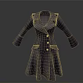 Women's Elegant Dark Long Coat With Tailored Collar Buttons And Pockets