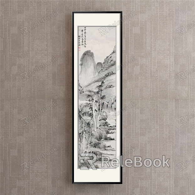 New Chinese Landscape Painting Black and White Hallway Landscape model