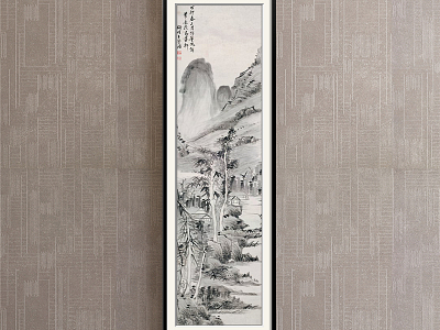 New Chinese Landscape Painting Black and White Hallway Landscape model