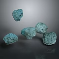 Turquoise Textured Natural Stones Scattered on Dark Background with Subtle Reflections