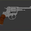Classic Vintage Silver Revolver With Wooden Grip And Polished Metal Finish