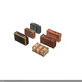 Vintage Suitcases with Various Colors Classic Patterns and Retro Design Elements 3d model
