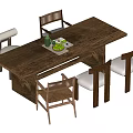 Quiet wind table and chair combination 3d model