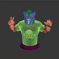 Vibrant Tiger Head Cartoon Character Wearing Black T-Shirt With Green Monster Graphic And Purple Base