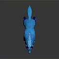 Mythical Blue Wolf Game Character With Glowing Fur And Mystical Patterns