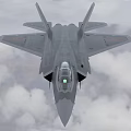 Advanced Modern Stealth Fighter Jet Flying High in Clouds With Visible Cockpit and Gray Body