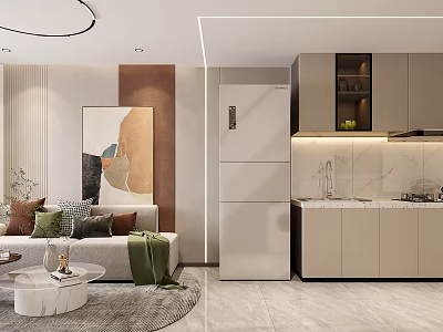 Modern Apartment With Cozy Living Room And Kitchen 3d model
