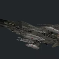 Military Fighter Jet with Camouflage Paint Weaponry and Cockpit Flying in Dark Background