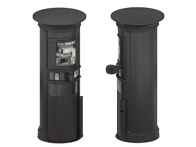 Black Security Intercom Columns With Camera And Access Control Features 3d model