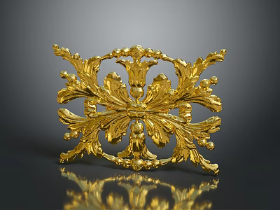 Vintage Golden Metal Decorative Household Ornament With Intricate Floral Patterns 3d model