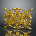 Vintage Golden Metal Decorative Household Ornament With Intricate Floral Patterns