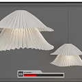 Elegant White Pleated Pendant Lights Hanging In Modern Gray Interior Design