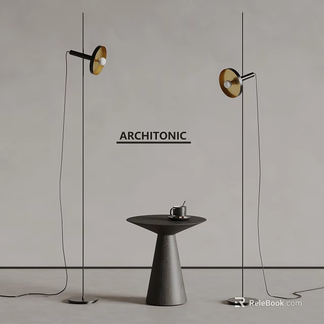 Modern Floor Lamps In Minimalist Interior With Side Table 3d model