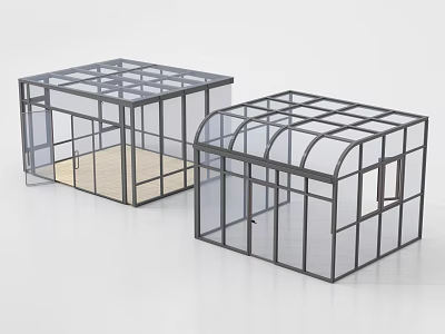 Modern Sunroom Design With Glass Frame Curved Roof And Rectangular Structure 3d model