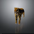 Realistic Orange Tiger with Long Fangs in Standing Posture against Gray Gradient Background 3d model