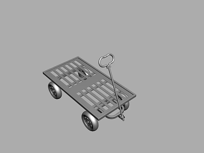 Metal Platform Hand Cart With Four Wheels And Handle For Transport Use 3d model