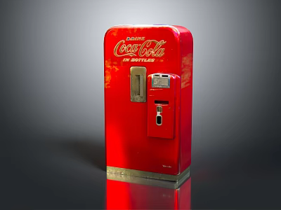 Red Coca Cola Commercial Vending Machine With Vintage Design And Beverage Dispenser 3d model