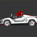 Stylish White And Red Sports Car With Open Gullwing Doors TYCO Front Design