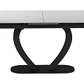 Modern Minimalist Dining Table With Light Colored Top And Black Curved Legs Design