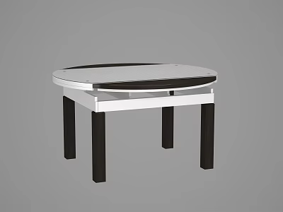 Stylish Round Dining Table With White Tabletop And Black Legs Design 3d model