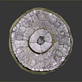 Antique Traditional Stacked Stone Mill Featuring Circular Design And Mossy Base