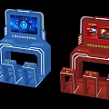 Blue And Red Cloud Service Console With Screen And Stands 3d model