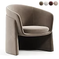 Elegant Modern Beige Single Sofa With Curved Backrest And Comfortable Velvet Fabric
