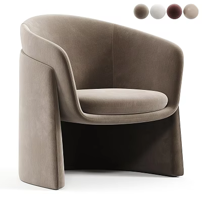 Elegant Modern Beige Single Sofa With Curved Backrest And Comfortable Velvet Fabric 3d model
