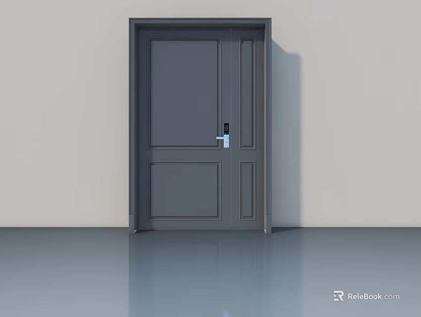 Modern Grey Swing Door With Simple Design For Interior Residential Use 3d model