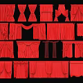 Red Curtains with Various Styles and Designs for Home Interior Decor 3d model