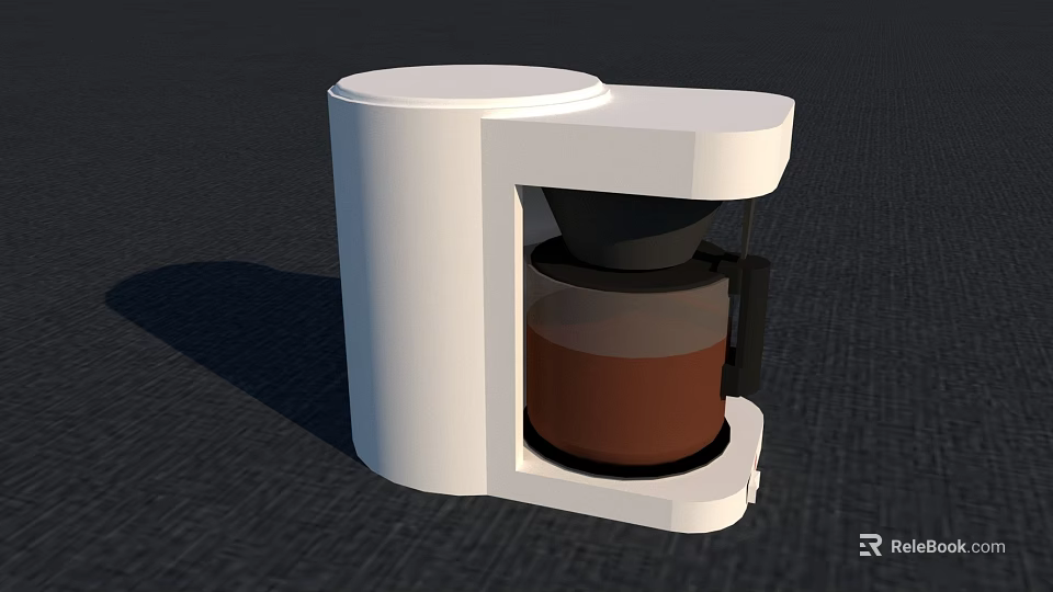 Sleek White Electric Coffee Maker With Modern Design And Glass Carafe For Daily Kitchen Use 3d model 