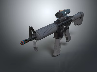 Modern Tactical Rifle With Scope Detachable Magazine And Gray Black Body 3d model