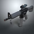 Modern Tactical Rifle With Scope Detachable Magazine And Gray Black Body