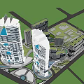 Modern High Rise Hotel Building With Surrounding Roads And Green Open Spaces