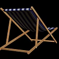 Tech Exhibition Hall Lounge With Blue White Striped Wooden Deck Chairs Design