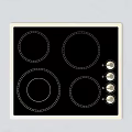 Modern Electric Cooktop Kitchen Appliance With Black Ceramic Surface Four Heating Zones And Control Knobs 3d model