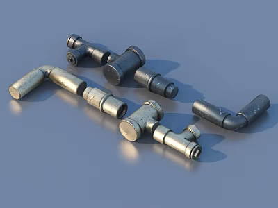 Essential Household Plumbing Fittings Including Durable Metal Elbows And Connectors 3d model