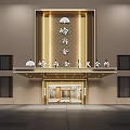 Elegant Chinese Themed Clubhouse Exterior With Golden Decor And Lighting