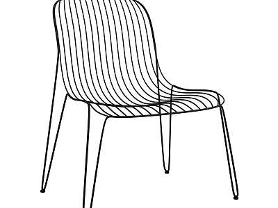 Modern Minimalist Leisure Chair With Slim Legs And Wire Frame Design 3d model