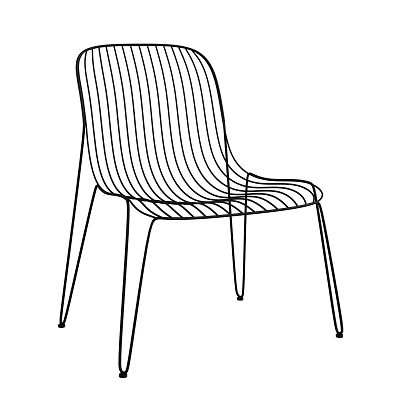 Modern Minimalist Leisure Chair With Slim Legs And Wire Frame Design 3d model