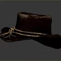 Brown Leather Western Style Hat With Rope Knot And Tassel Decorations